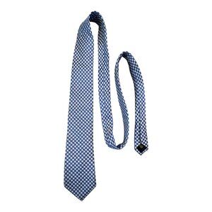 Michael Kors 100% Silk Tie – Blue & White Gingham Check – 58” – Made in China –